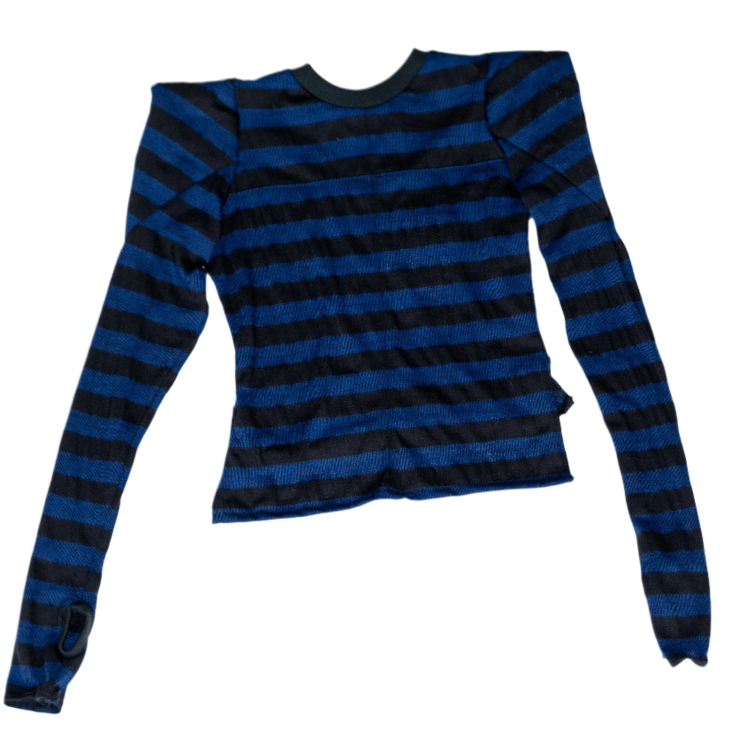 Sample Garment #018 Pointed Shoulder Longsleeve (Black/Blue Stripe)