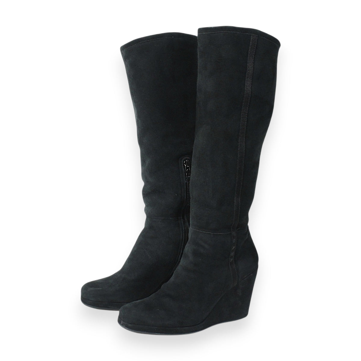 Prada Sherling Lined Wedge Boots
