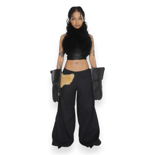 Charlize Therrien Low Rise Pants With Detachable Fur