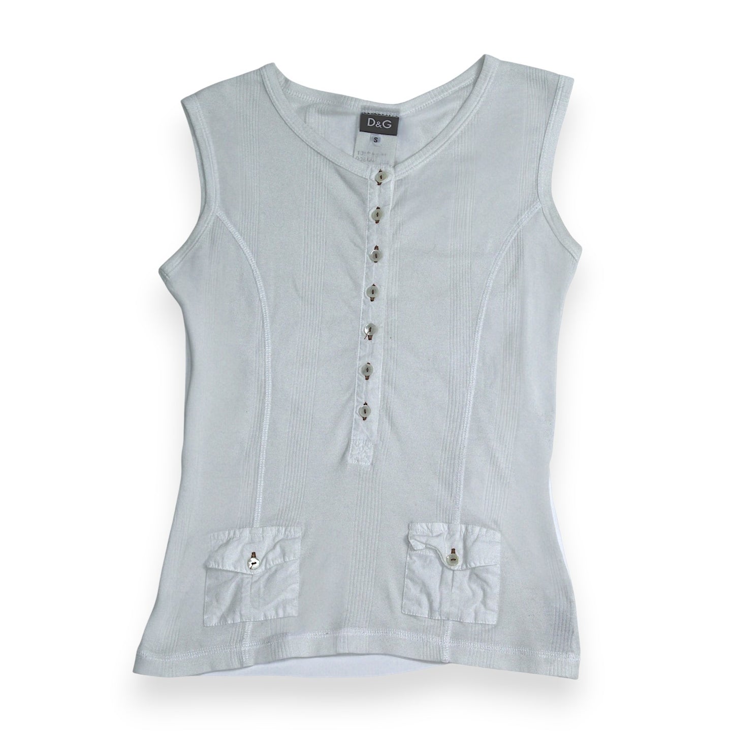 Dolce & Gabbana Ribbed Cotton Utility Tank Top