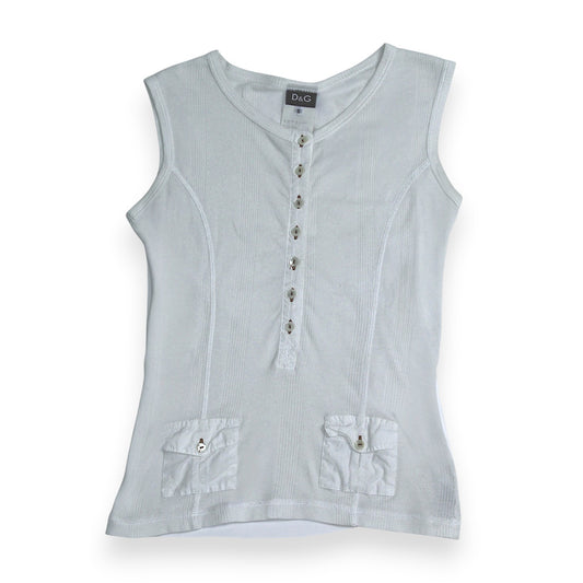 Dolce & Gabbana Ribbed Cotton Utility Tank Top