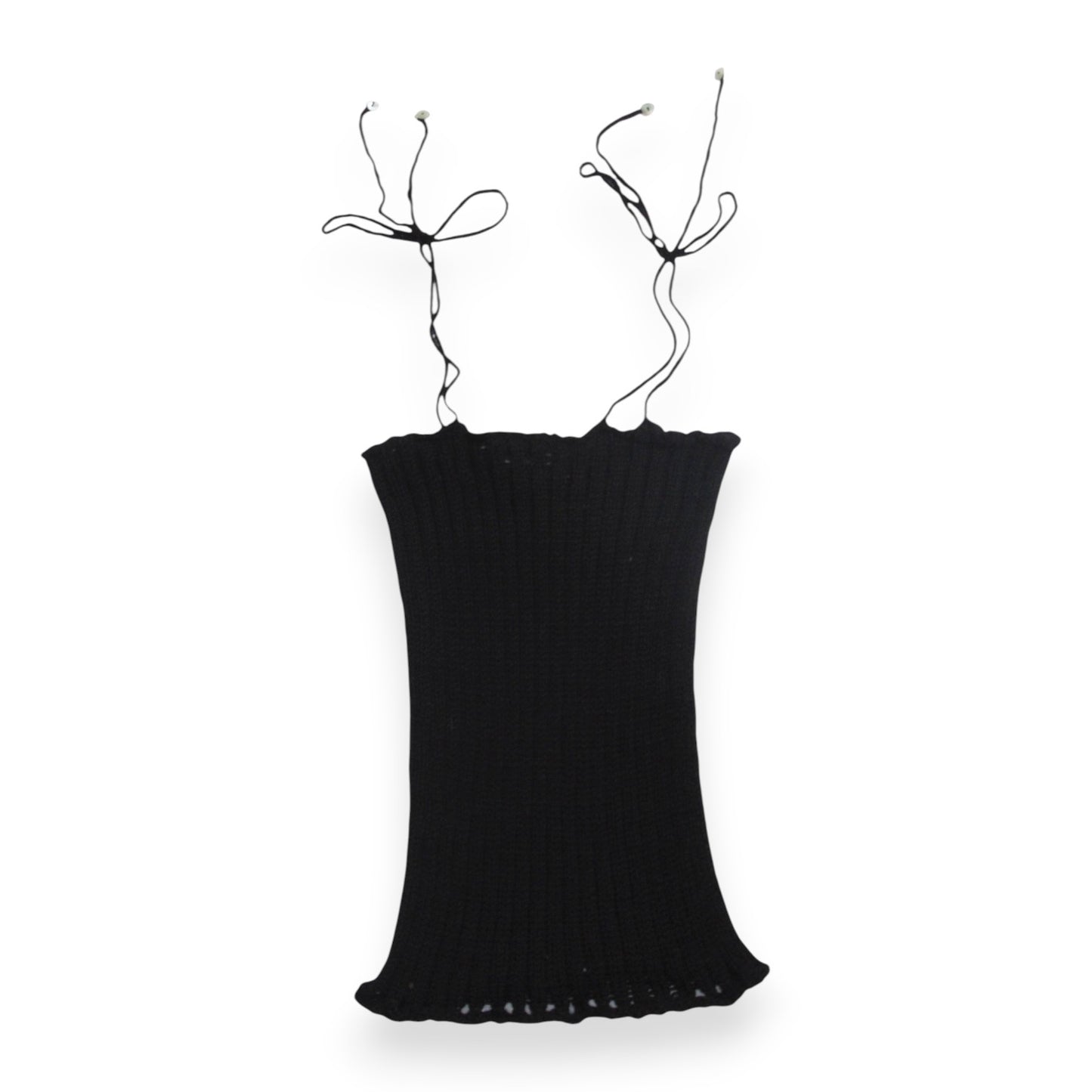 ILuv2Knit Drop Stitch Tank Top With Heart Button Ties