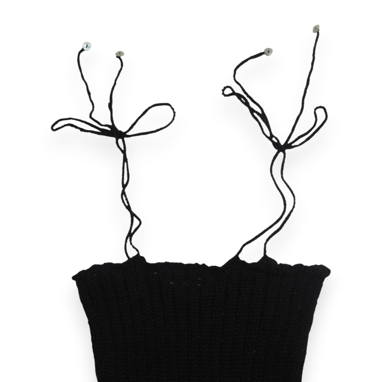 ILuv2Knit Drop Stitch Tank Top With Heart Button Ties