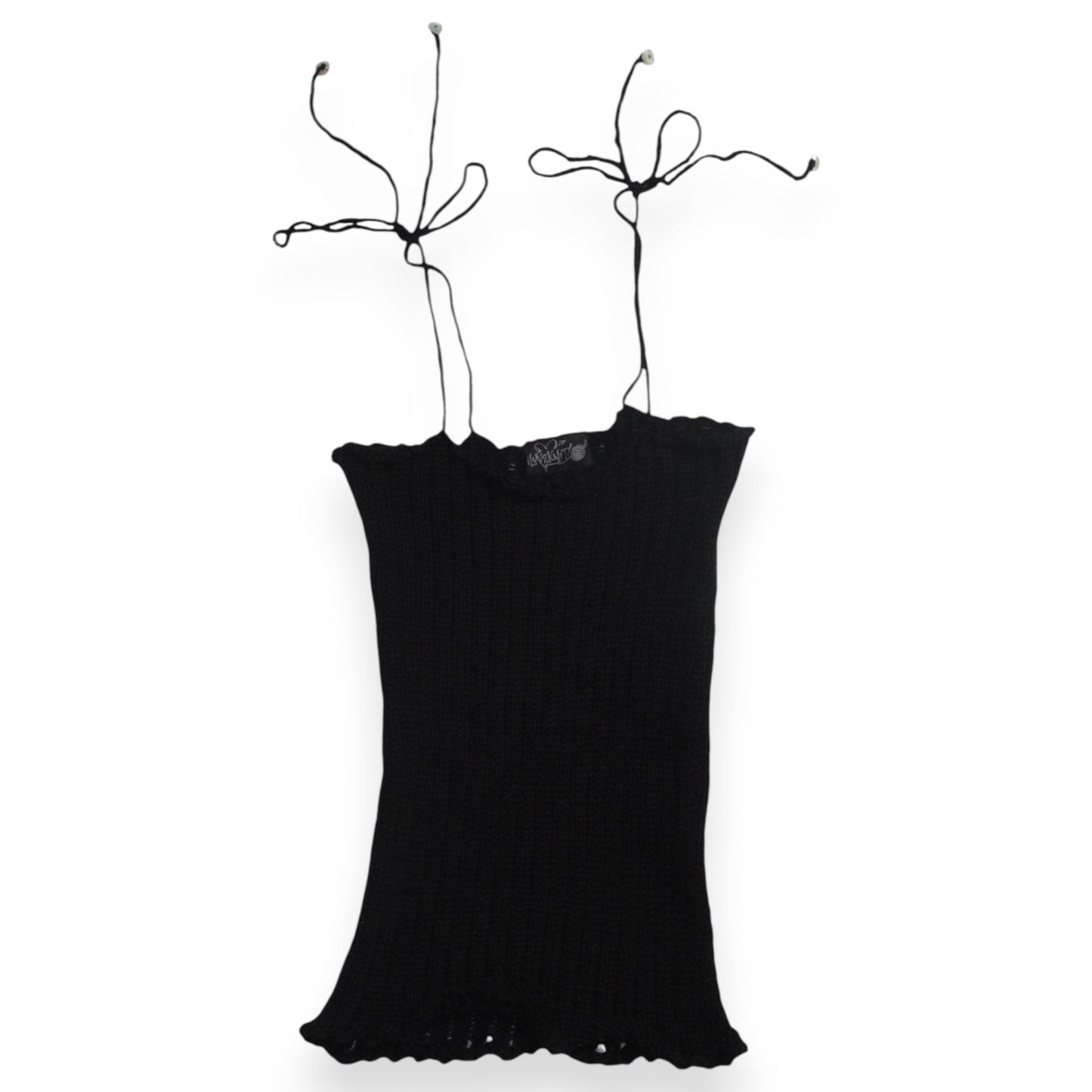 ILuv2Knit Drop Stitch Tank Top With Heart Button Ties
