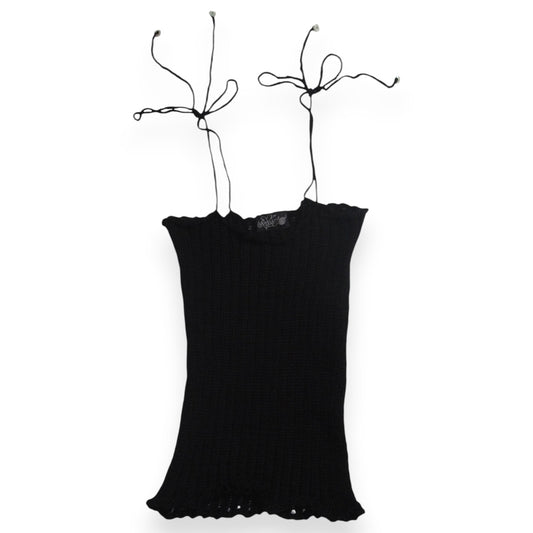 ILuv2Knit Drop Stitch Tank Top With Heart Button Ties