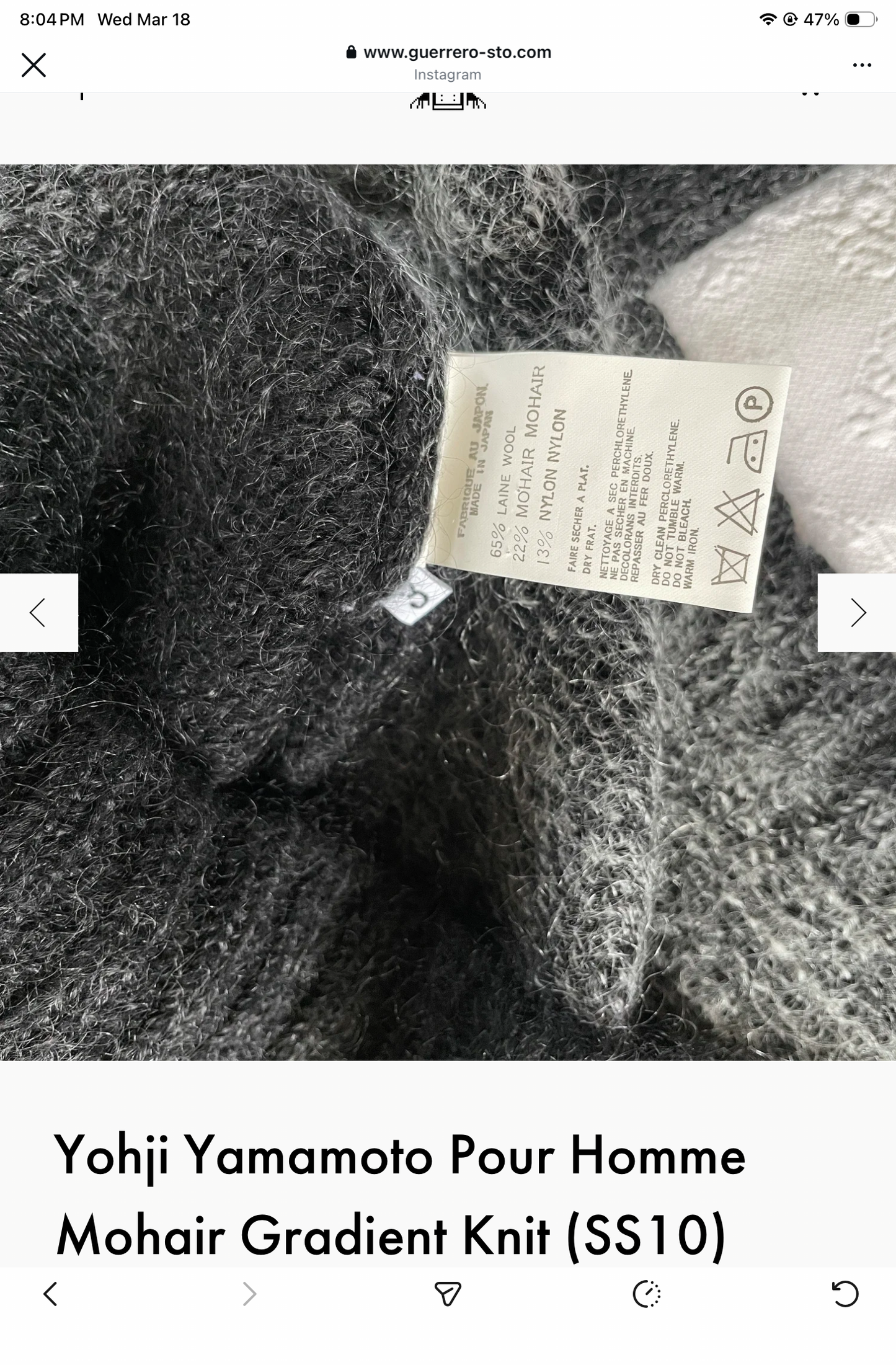 Yohji Yamamoto Mohair Gradient Knit (SS10)