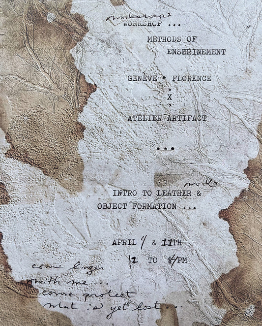Methods of enshrinement — An Introduction to leatherwork and object formation (Genève-Florence)