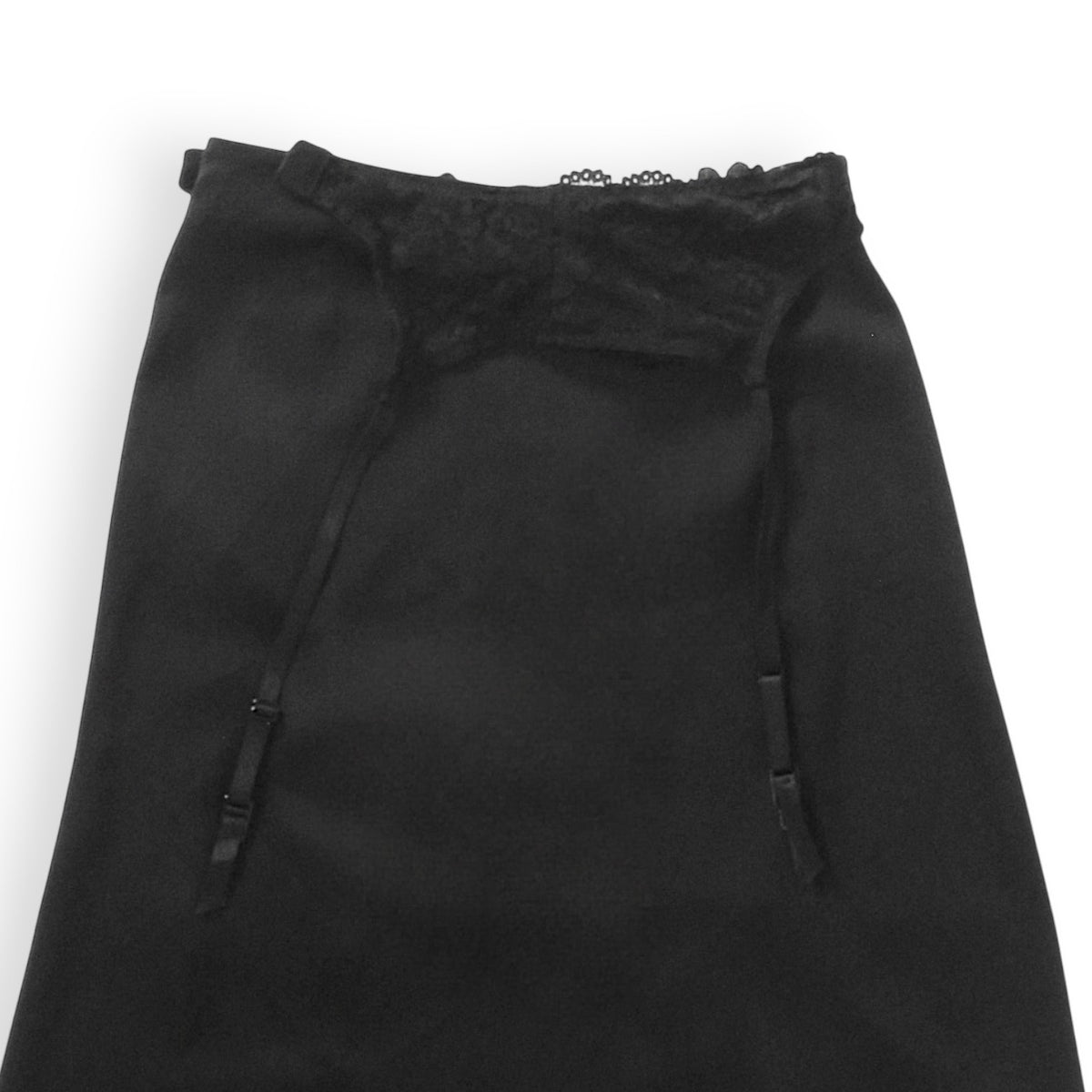 Someone's Old Trash Black Satin Midi Garter Skirt