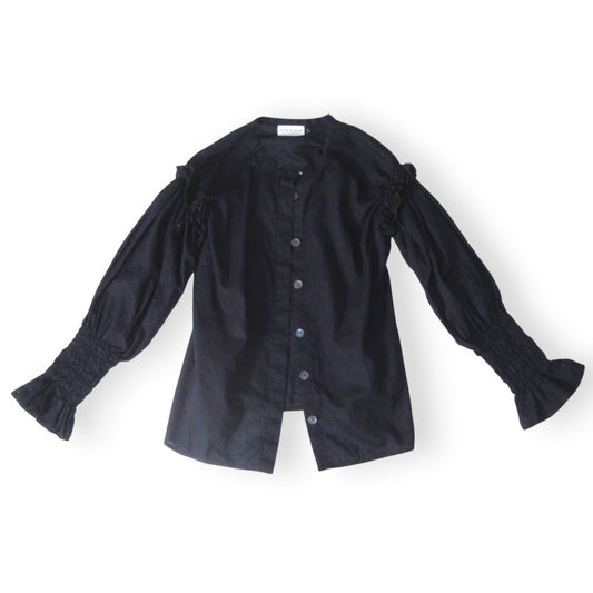 Claudette Frill Linen Button-Down Shirt
