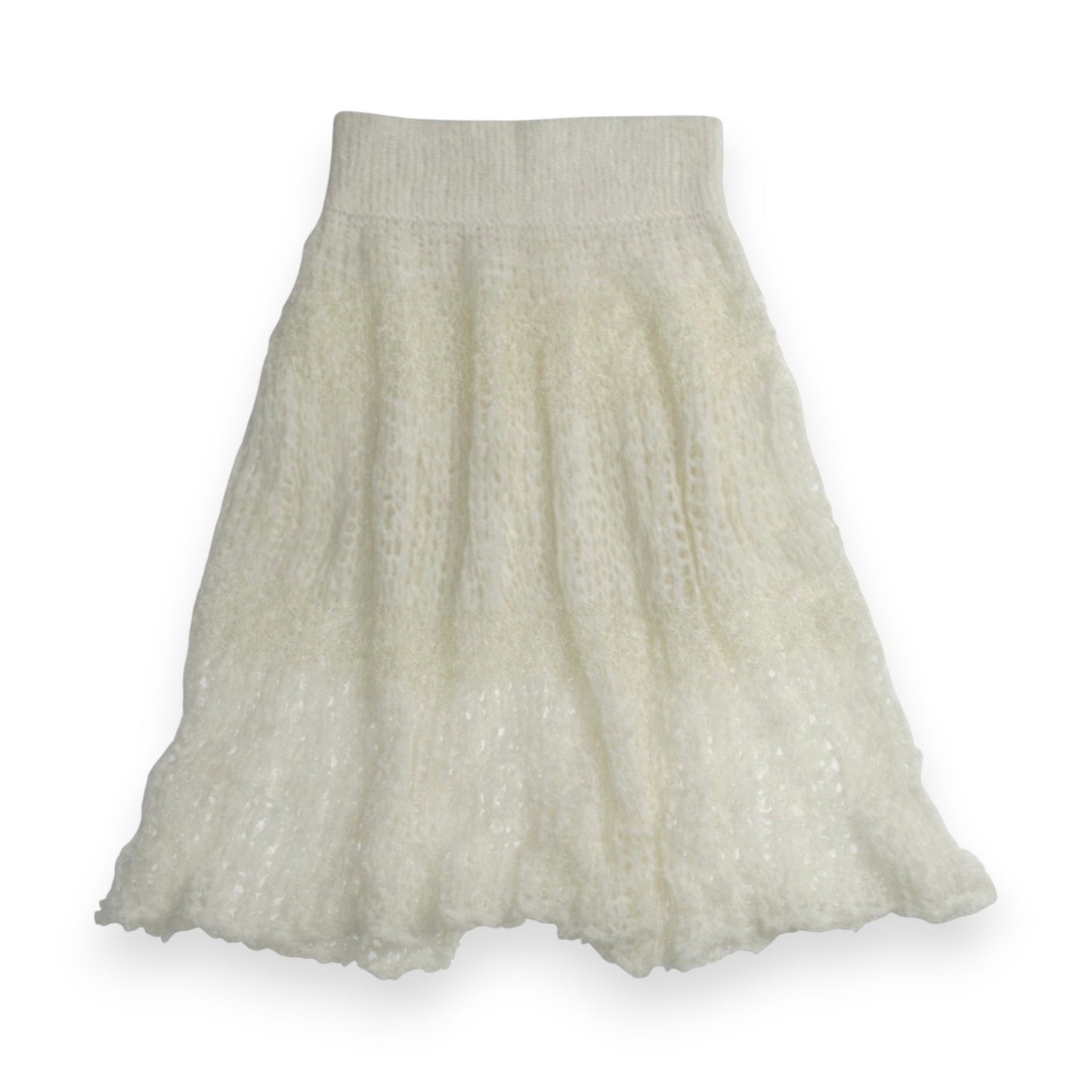 NoMachine White Bouclé Drop Waist Sheer Skirt