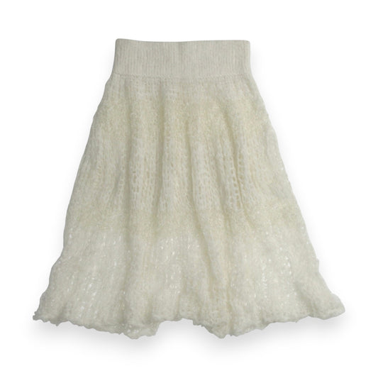 NoMachine White Bouclé Drop Waist Sheer Skirt