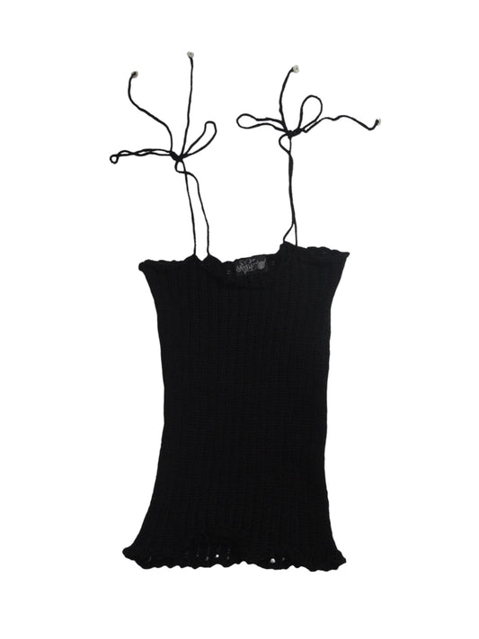 ILuv2Knit Drop Stitch Tank Top With Heart Button Ties