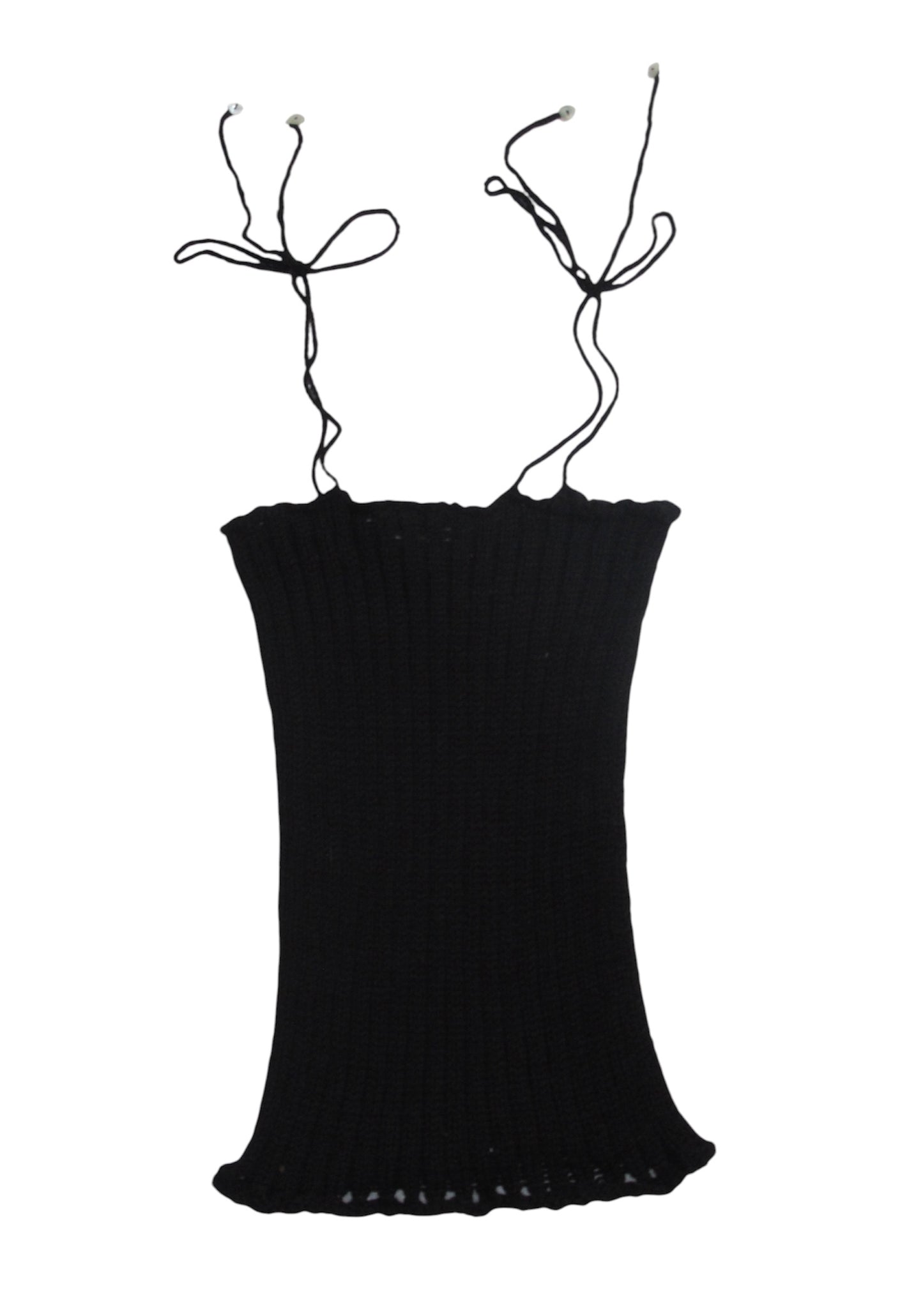 ILuv2Knit Drop Stitch Tank Top With Heart Button Ties