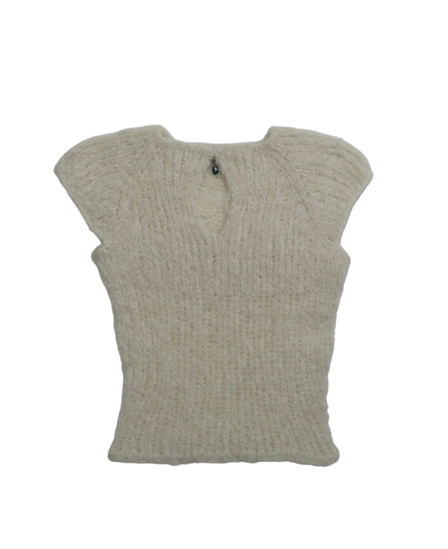 NoMachine White Bouclé Keyhole With Pearl Charm