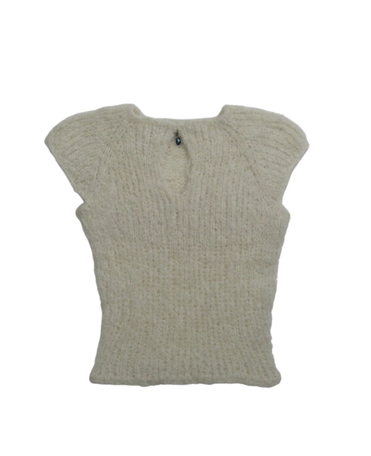 NoMachine White Bouclé Keyhole With Pearl Charm
