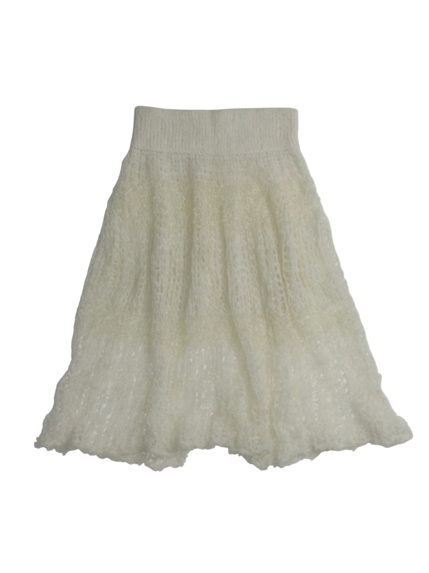 NoMachine White Bouclé Drop Waist Sheer Skirt