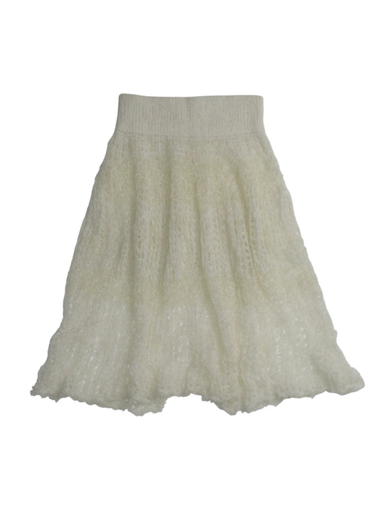 NoMachine White Bouclé Drop Waist Sheer Skirt