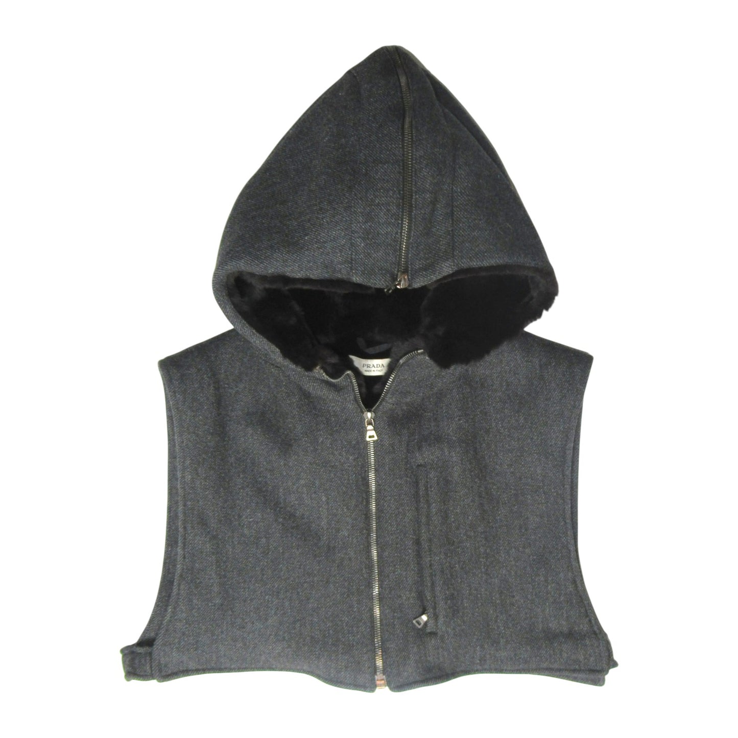Prada Shearling Hood Cropped Wool Vest (FW2001)