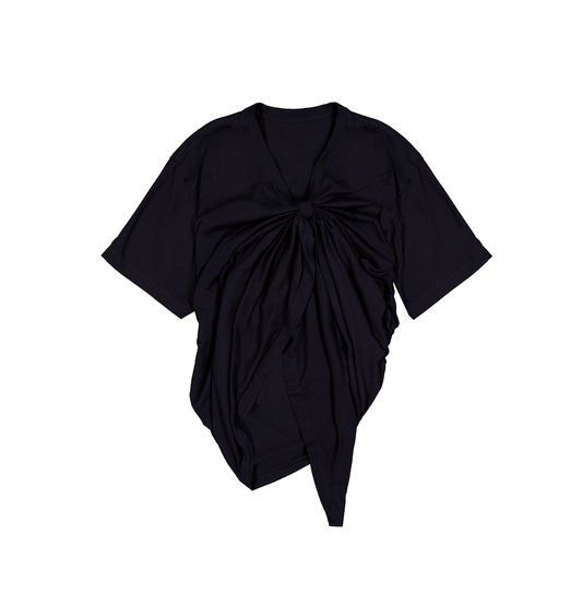 Bledno Nava Asymmetrical Draped Jersey T-Shirt Front Knot