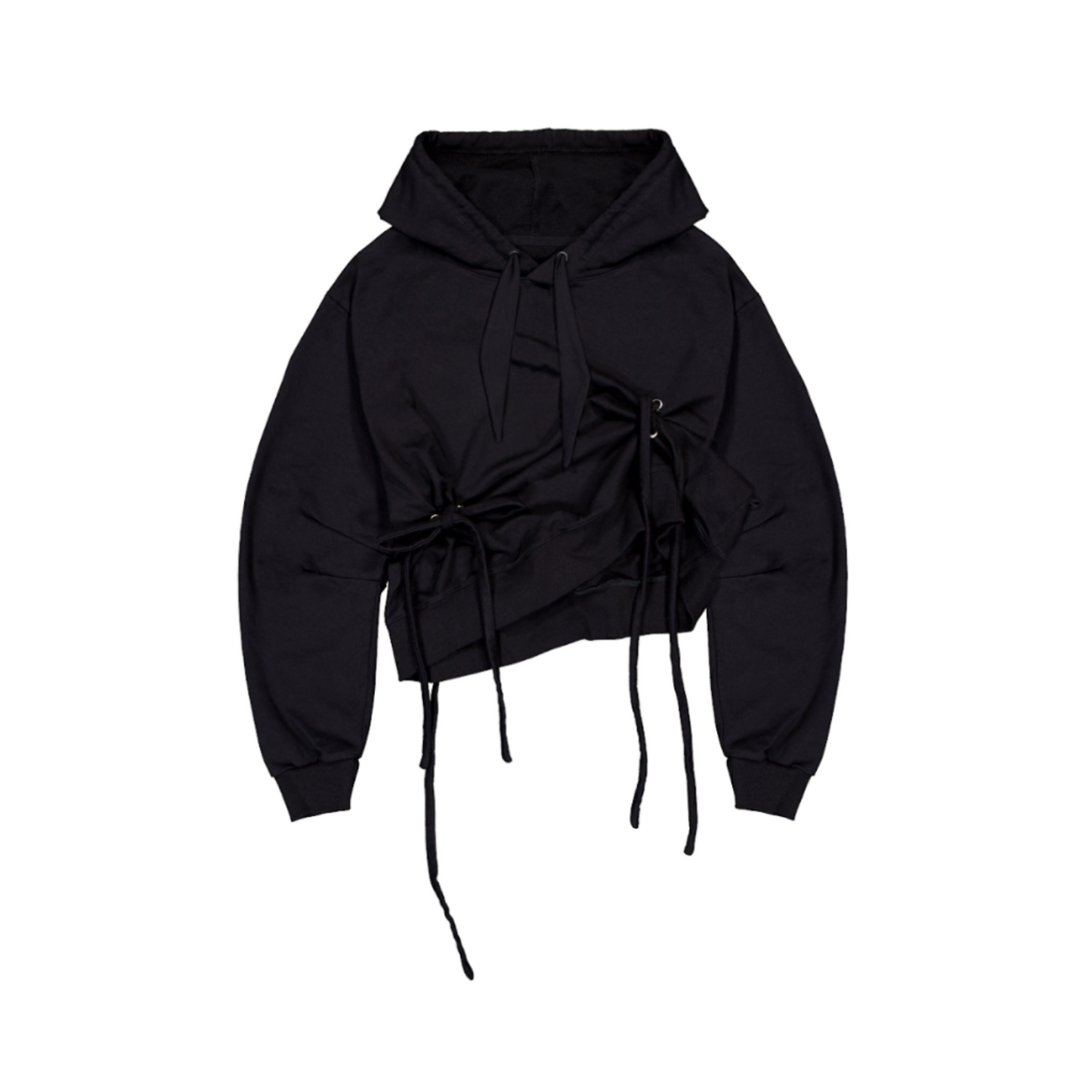 Bledno Obereg Hoodie With Adjustable Drape And Tie Detailing
