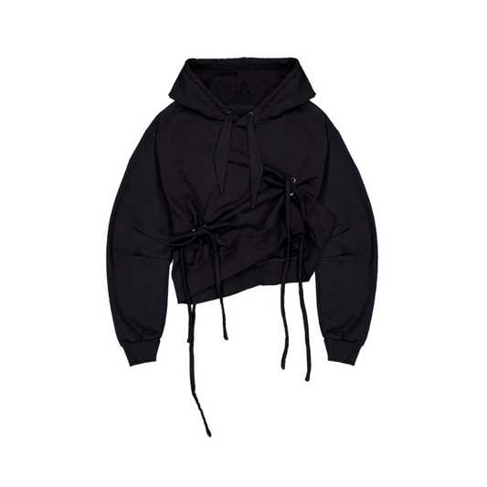 Bledno Obereg Hoodie With Adjustable Drape And Tie Detailing