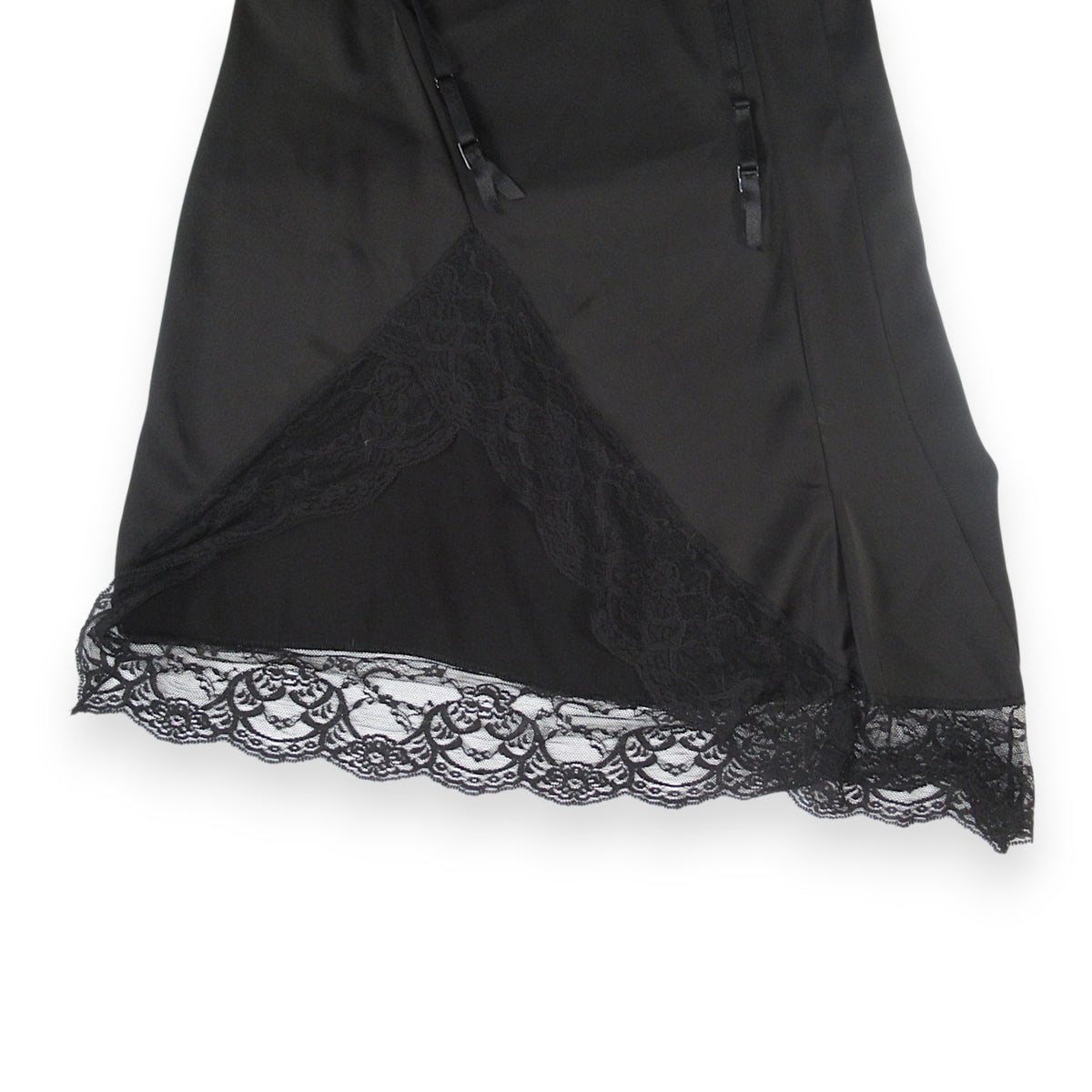 Someone's Old Trash Black Satin Midi Garter Skirt